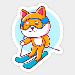 Cute Shiba Inu Ski Sticker